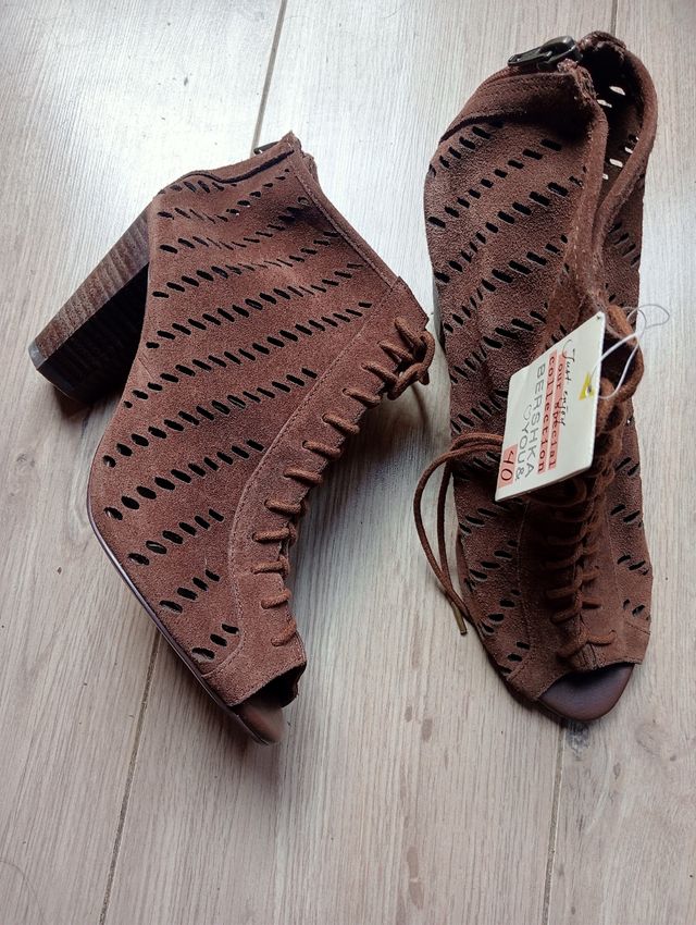 BOTINES ZARA DE ANTE MARRÓN, NUEVOS