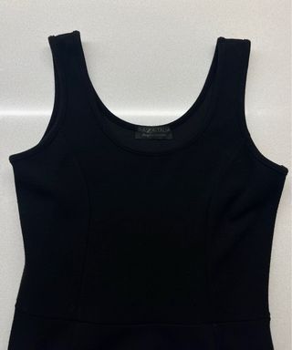 Vestito abito nero estivo da donna svasato