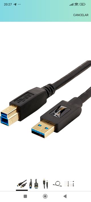 Cable USB 3.0 tipo A a tipo B (0,9m).