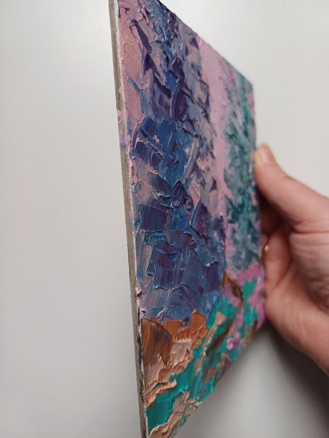 Paisaje Oleo Sobre Cartón Pintura Abstracta 15x13c