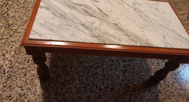 Mesa madera y marmol