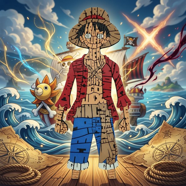 Monkey D.Luffy - Caligrama 3D