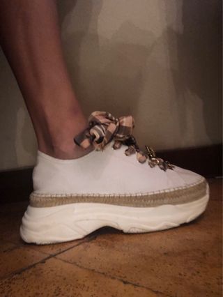 HAND MADE - zapatillas lona esparto plataforma 40