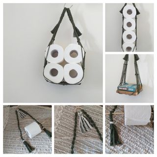 Macrame Portarotolo a parete muro rustico Country