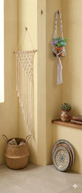 Arazzo macrame tapiz de pared con bamboo Boho