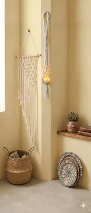 Arazzo macrame tapiz de pared con bamboo Boho