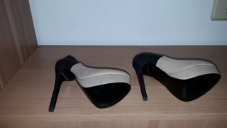 ZAPATOS NUEVOS TACÓN ALTO BEIGE/NEGROS