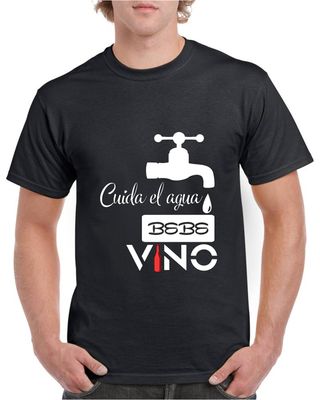 Camiseta unisex algodón "Ahorra agua, bebe VINO"
