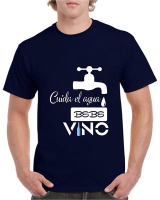 Camiseta unisex algodón "Ahorra agua, bebe VINO"