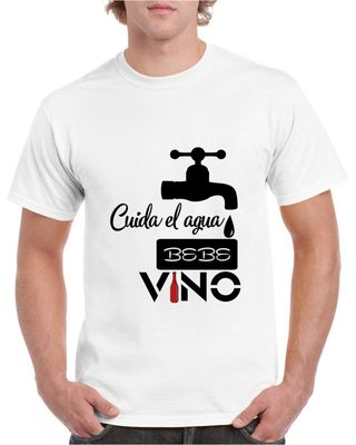 Camiseta unisex algodón "Ahorra agua, bebe VINO"