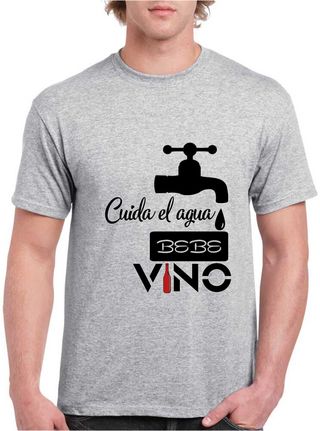 Camiseta unisex algodón "Ahorra agua, bebe VINO"