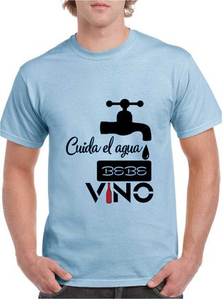 Camiseta unisex algodón "Ahorra agua, bebe VINO"