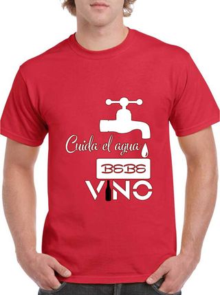 Camiseta unisex algodón "Ahorra agua, bebe VINO"