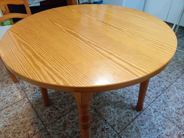 Mesa redonda de 90 pino extensible