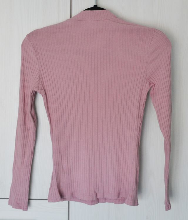 maglietta rosa maniche lunghe choker a costine