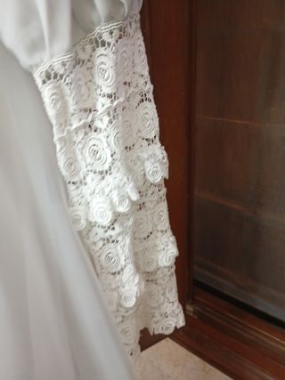 Vestido antiguo de época encajes amano