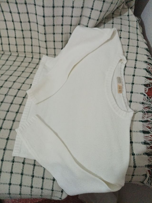 Jersey blanco corto ancho manga murcielo