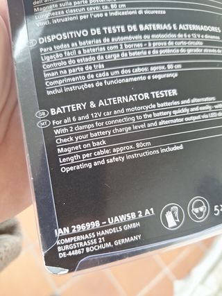 Comprobador de bateria y alternador