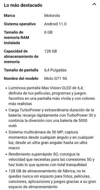 MOTO G71 5G COMO NUEVO
