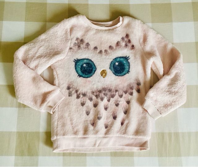 Jersey búho  tipo peluche H&M para 6 a 8 años
