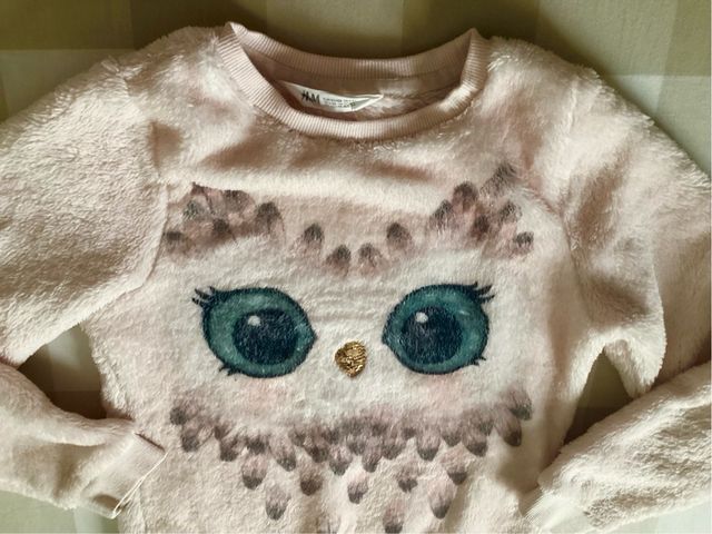 Jersey búho  tipo peluche H&M para 6 a 8 años