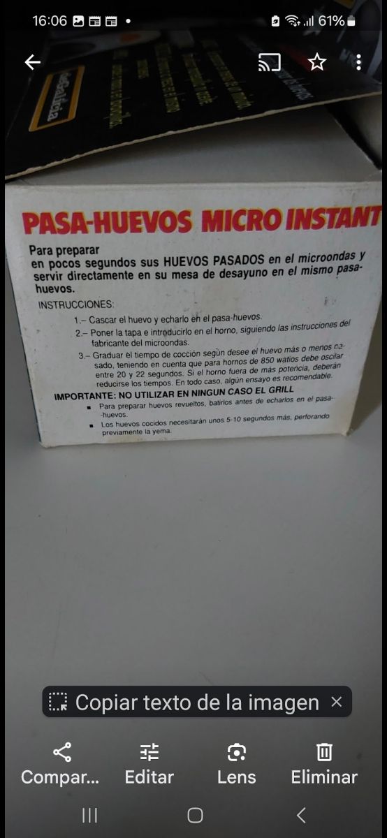 Pasa huevos en Microondas