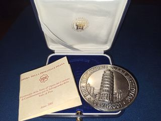 Medalla de plata coleccionismo Torre de Pisa