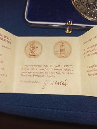 Medalla de plata coleccionismo Torre de Pisa