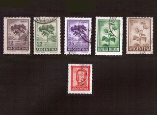 Francobolli Argentina anni '60/70, timbrati, 5 pz