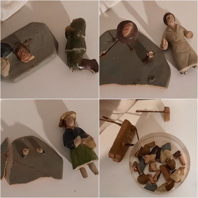 FIGURE DI BETHLEHEM IN TERRACOTTA ANTICA DA RESTAURARE. PRESEPE