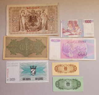 Lotto di 7 Banconote Mondiali