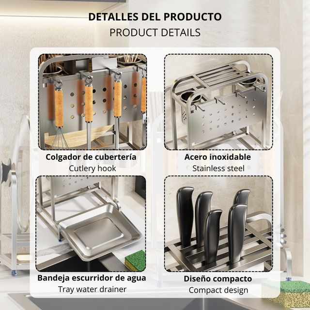 Escurridor metal para Cubiertos Platos Tapa Tabla