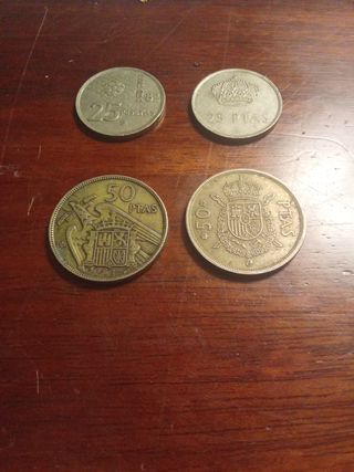 Monedas 50 y 25 pesetas