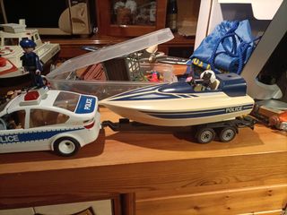 Playmobil coche y lancha policía