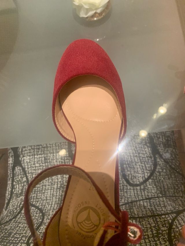 Zapatos burdeos medio tacón ancho