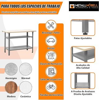 Banco trabajo 120x60x84cm desmontado caja original