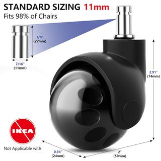 🔥 Pack ruedas esfericas sillas de oficina 11x22mm