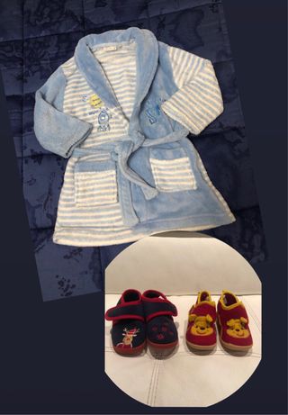 vestaglia e 2 paia di pantofole bimbo
