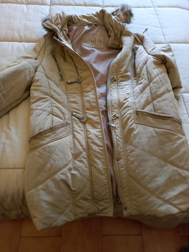 Chaqueta acolchada, mujer, color beige