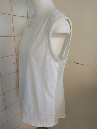 Top blanco lentejuelas T. L Kocca