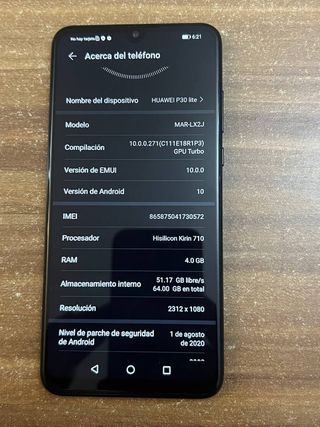 Huawei P30 lite 64GB libre negro . Nuevo