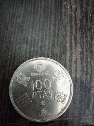 Moneda 100 peseta de plata 1980 con defecto