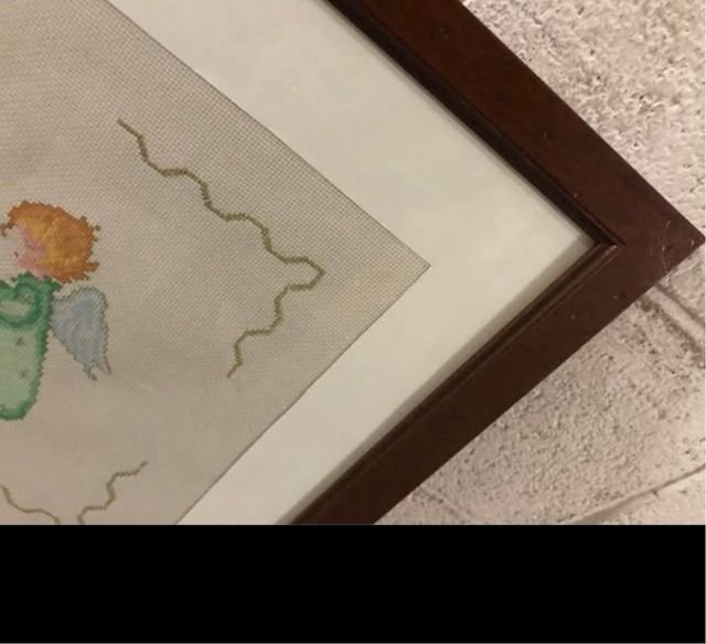 Quadro punto croce - angioletti - bimbi - nascita