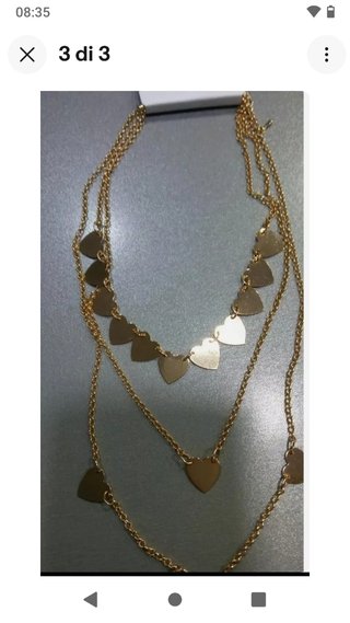 Collana 3 fili inox oro cuori etnico