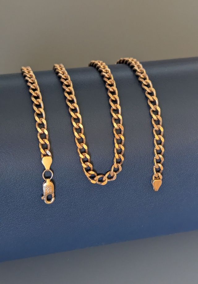 Cadena cubana plata 925 bañada en oro