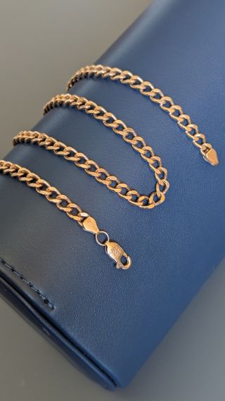 Cadena cubana plata 925 bañada en oro