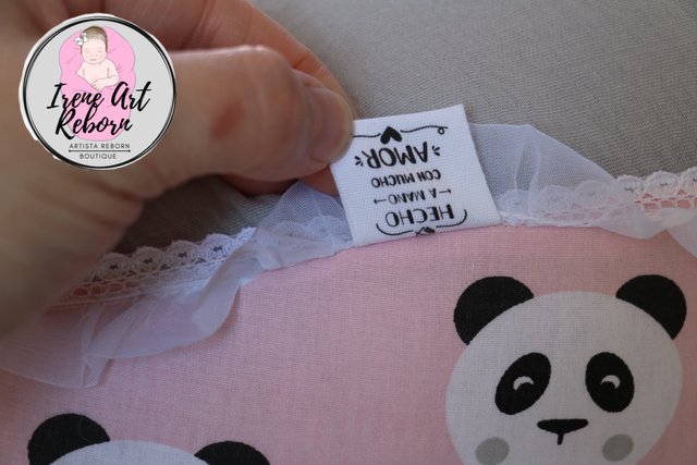 Cojín para reborn pandas fondo rosa 3 - T. XL