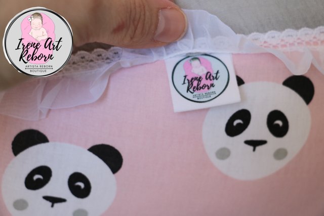 Cojín para reborn pandas fondo rosa 3 - T. XL