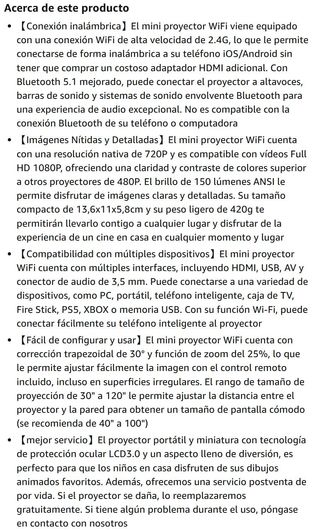 Mini Proyector Portátil WiFi Bluetooth