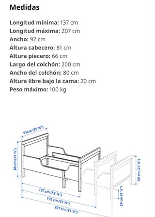 Cama extensible con  colchón y somier Ikea